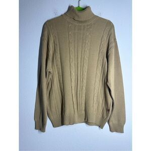 Rare Vintage Jockey Cotton Blend Turtleneck Sweater Men’s Size L Beige